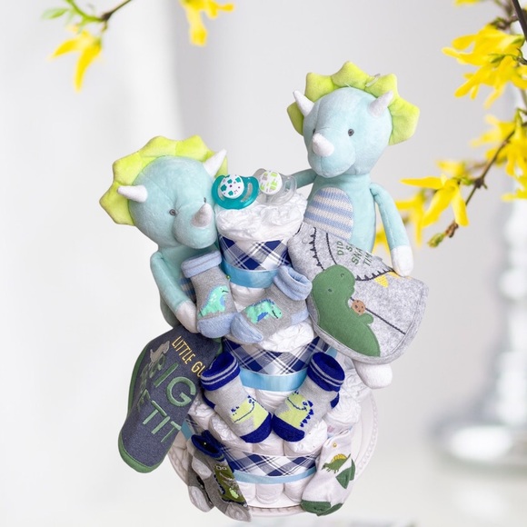 Twins Dinosaurs Diaper Cake Boys Diaper Cake
